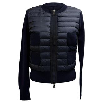 Moncler Pre-owned Womens Padded Zip-Up Cardigan in Navy Blue Polyamide Nylon - Size X-Small