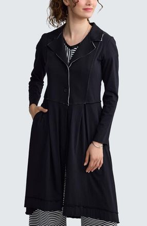 Luukaa D'Celli Ysolde Contrast-Stitch Long Jacket in Black at Nordstrom, Size 8