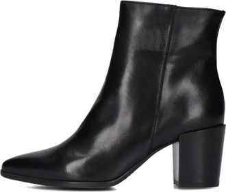 Notre-V Zwarte Enkellaarsjes - Dames - Laarzen met Hak - Zwart - 35 EU - Leer - Schoenen