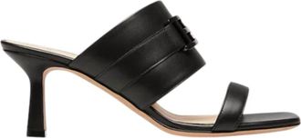 Bally Womens Elia Square Toe Logo Accent Heel Sandals In Black