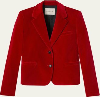 Lafayette 148 New York Single-Breasted Velvet Boyfriend Blazer