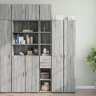 Berkfield Home Slim Storage Cabinet Grey Sonoma 30x42.5x225 cm Engineered Wood