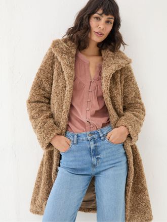 Fat Face FatFace Catie Natural Teddy Coat