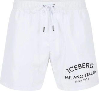 Iceberg Logo Zwembroek - Heren - Strandmode - Wit - 2XL - Polyester - Badmode