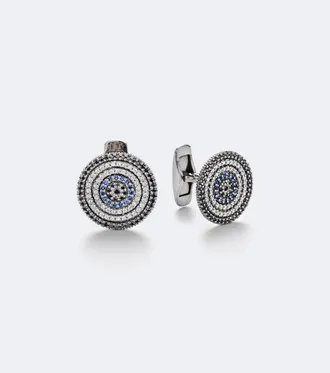 Sydney Evan 14kt white gold cufflinks with diamonds and sapphires
