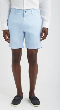 Berle Light Blue Flat Front Linen Shorts at Nordstrom, Size 40