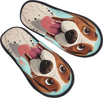 Generic Fuzzy Slippers Funny Dog Warm Slippers Soft Anti-Slide Slipper For Women Room Hotel L