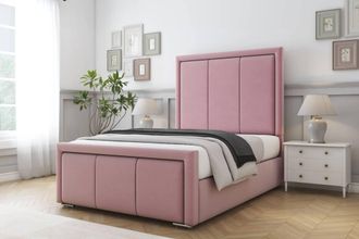 Comfort Beds Savoy Plush Bed Frame - 50 Upholstered Headboard in Pink | Size: Single