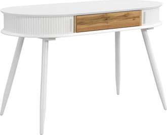 Vente-Unique Escritorio con 1 cajón y 2 puertas correderas - Color: Blanco y natural - VELURANI