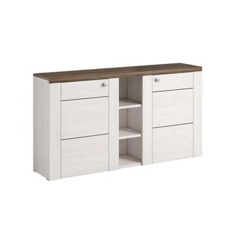 Petits Meubles Buf&eacute; 2 puertas madera blanca paneles de aglomerado madera y blanco