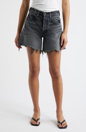 Moussy Vintage Shirley High Waist Cutoff Denim Shorts in Black at Nordstrom, Size 25