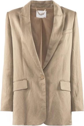 Nenette Giacca monopetto - Dames - Blazers - Beige - L - Linnen - Jassen