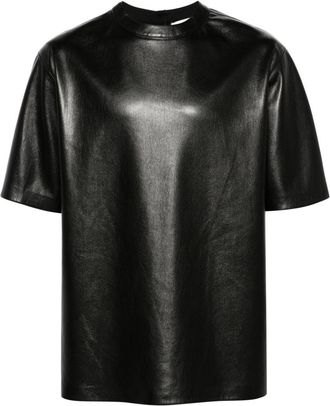 Nanushka drop-shoulder faux-leather T-shirt - men - Polyurethane/Recycled Polyester - S - Black