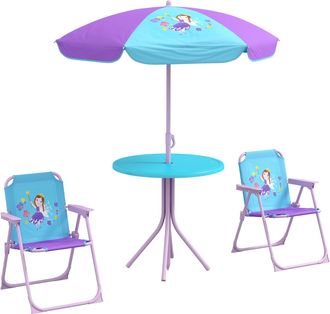 OUTSUNNY Kids Bistro Table and Chair Set w/ Fairy Theme - Adjustable Parasol | TJ Hughes