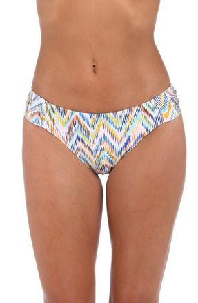 Sunshine 79 Soul Shirred Side Hipster Bikini Bottoms in White Multi at Nordstrom, Size 8