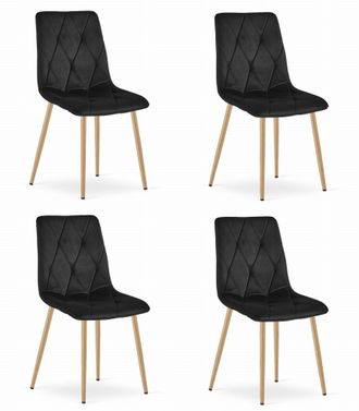 OEM Silla Libra - Terciopelo Negro / Patas Color Madera X 4