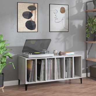 vidaXL Vidaxl - Mueble Para Discos Madera Contrachapada Gris Sonoma 100x38x48cm