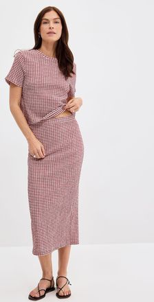 Contemporaine Womens Stretch gingham pencil skirt