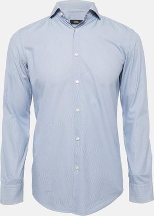 HUGO BOSS Boss By Hugo Boss Blue Cotton Full Sleeve Slim Fit Shirt