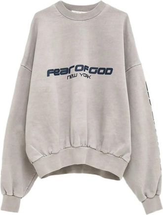 Fear of God Felpa con stampa logo - Grigio