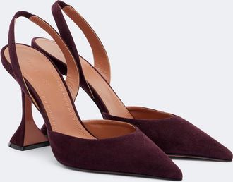 Amina Muaddi Holli suede slingback pumps