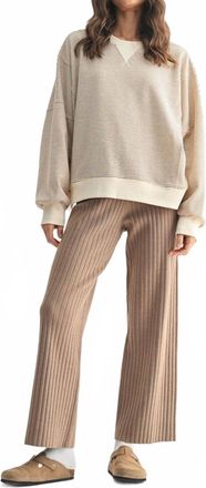 Wishlist Striped Contrast Knit Pullover In Camel Ecru
