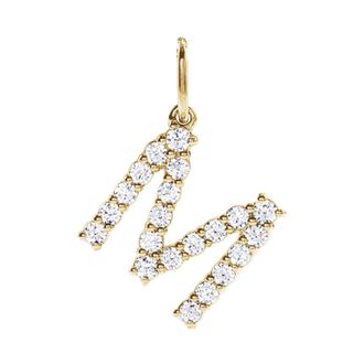 Diamond2Deal 14k Gold 1/3ct Lab-Grown Diamond Initial M Pendant