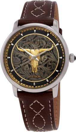 Bulova Longhorn Automatic Black Dial Mens Watch 96A334
