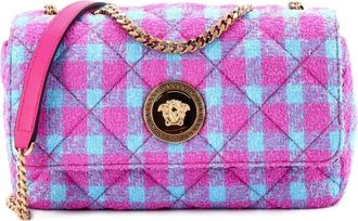 Versace Medusa Icon Chain Flap Bag Quilted Tweed East West shoulder bag - Rosa
