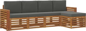 vidaXL Conjunto De Sof&aacute;s De Exterior 5 Uds. Natural Y Antracita Vidaxl