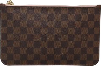 Louis Vuitton Neverfull Pochette Damier Brown Canvas Bag (Pre-Owned)