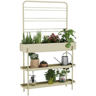 Dmora Dmora - Fioriera Paganella, Complemento darredo, Articolo decorativo, Accessorio darredo, 96x24 h155 cm, Panna