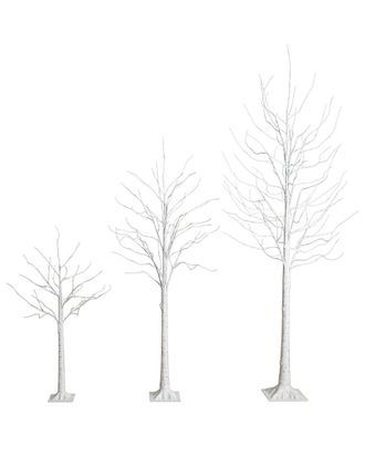 Nearly Natural 4Ft. 6Ft. 8Ft. Pre-Lit Artificial White Birch Trees