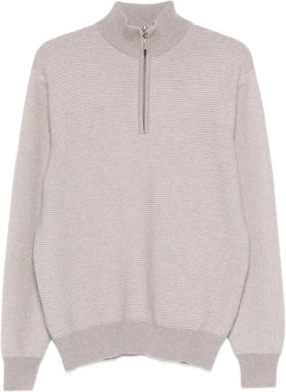 Doriani Cashmere zip ribbed sweater - Neutrals