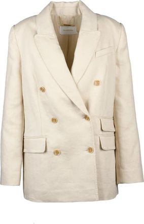 Zimmermann Giacca Doppiopetto - Dames - Blazers - Beige - M - Linnen - Jassen