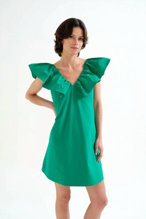 Compa&ntilde;&iacute;afant&aacute;stica Ruffle Mini Dress In Green