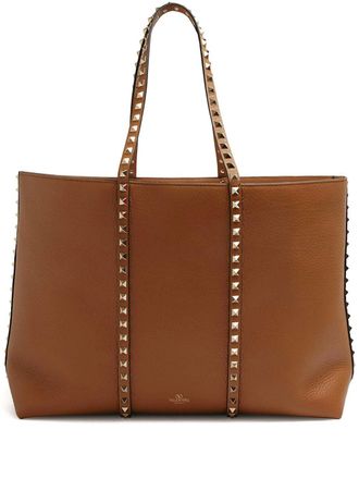 Valentino Garavani Borsa tote Rockstud - Marrone