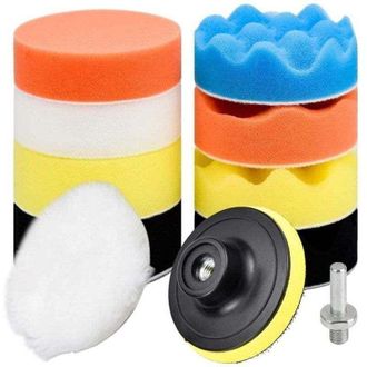 OEM 11 Piezas De Esponjas De Pulido De 80 Mm, Almohadillas De Pulido, Kit De Esponjas De Pulido Con Adaptador De Taladro M10, Almohadilla De Pulido De Lan
