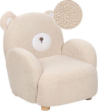 Beliani Kids Armchair Teddy Bear BOO Boucle Beige