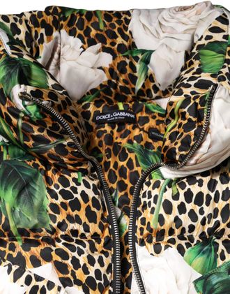 Dolce & Gabbana Leopard Floral Print Down Jacket - Multicolor