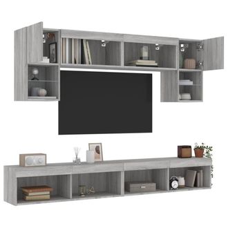 Berkfield Home 6 Piece TV Wall Units with LED Grey Sonoma Engineered Wood