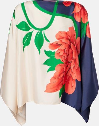 La DoubleJ Top Square de sarga de seda floral