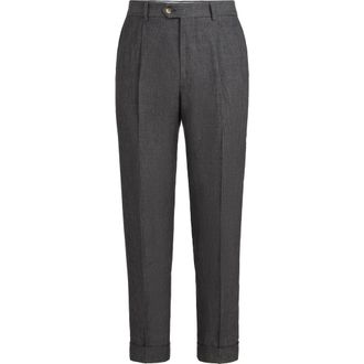 Brunello Cucinelli D&eacute;lav&eacute; linen trousers in Anthracite at Nordstrom, Size 56 It