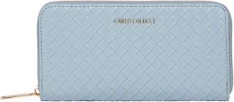 Carlo Colucci Portemonnee met gevlochten look - Dames - Portefeuilles - Blauw - ONE Size - Accessoires