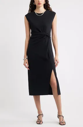 Nordstrom Twist Midi Dress in Black at Nordstrom, Size Xx-Large