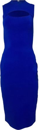 Victoria Beckham VB Body Cutout Stretch-Knit Midi Dress In Blue Viscose