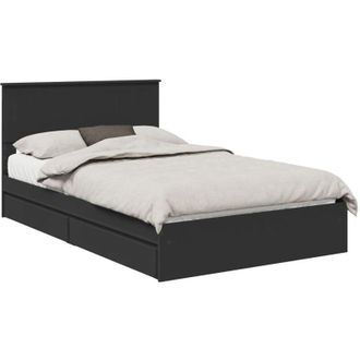 vidaXL Storage Bed with Headboard Black 120 x 200 cm Engineered Wood vidaXL