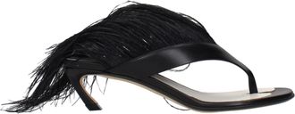 Lanvin Black Leather Flip-Flop Womens Sandals