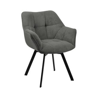 Clp Silla de comedor con reposapi&eacute;s en pana gris oscuro