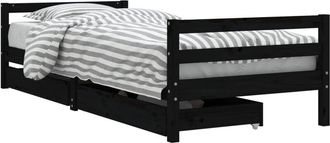 vidaXL Estructura de cama niños con cajones madera pino negro 80x200cm Vidaxl